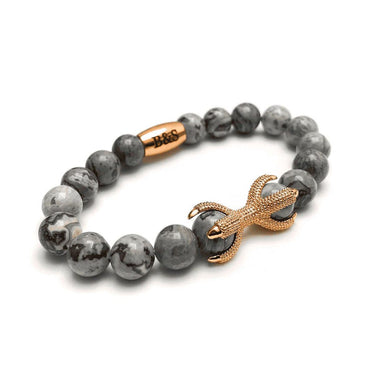 Man Bracelet - Mens Beaded Bracelets - Rose Gold Viking & Grey Stones Bracelet - Mens Bracelet Bracelet Brother & Sisters